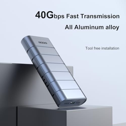 GODO RGB M.2 PCIe NVMe & SATA External SSD Enclosure – Ultra-Fast USB-C Adapter with Tool-Free Installation, 10 Gbps Transfer Speed, UASP & TRIM Support, Stylish RGB Lighting for Enhanced Portability and Performance