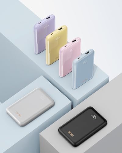 10000 m Ah Portable Power Bank with Built-in Cable – 22.5 W PD Fast Charging, Compact & Lightweight Charger for Apple, Samsung, Google, Motorola – Sleek Grey Design for On-the-Go Convenience and Enhanced Compatibility