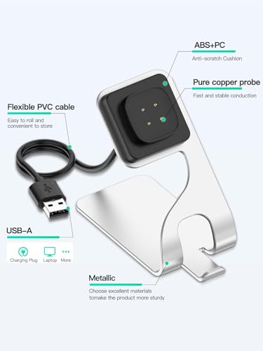 Sleek Silver Magnetic Charging Dock for Google Pixel Watch 3 & 2 | Rapid Anti-Slip Power Station with Premium USB Cable | Ultimate Smartwatch Charging Solution for Home & Office Efficiency