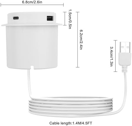 Revolutionize Your Charging Routine with the XMSJSIY 3-in-1 Embedded Desktop Wireless Charger – 10 W Qi-Certified Fast Charging Station with Pop-Up Design for USB A & Type C Devices – Sleek White Finish for Modern Home or Office Integration – Ultimate Solution for Tangle-Free Power and Enhanced Device Compatibility