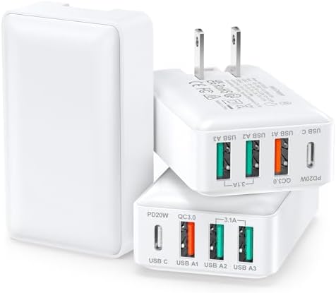 Excgood 40 W Ultra-Fast Multi-Port USB Wall Charger – Compact Foldable Power Adapter for Fast Charging i Phone 16/15/14/13, Galaxy S24, and More – Versatile 4-Port USB & USB-C Hub for Effortless Device Powering Anytime, Anywhere