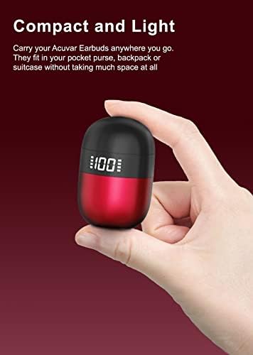 Ultra-Compact Bluetooth 5.2 Wireless Earbuds with Smart LED Charging Case – Exceptional Noise Cancellation, Ergonomic Fit, and Hands-Free Microphone for Seamless Audio Experience – Ideal for Android & i OS Users (Vibrant Red)