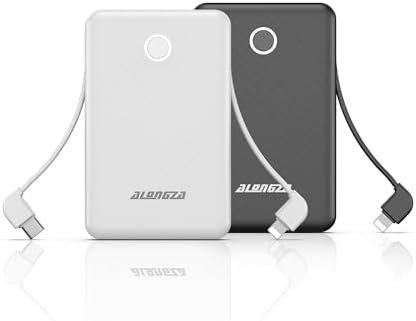 Compact 6000 m Ah Portable Power Bank with Built-in Cable – Lightweight Fast Charging External Battery for i Phone and Android – Ultimate Travel Companion for On-the-Go Charging Efficiency