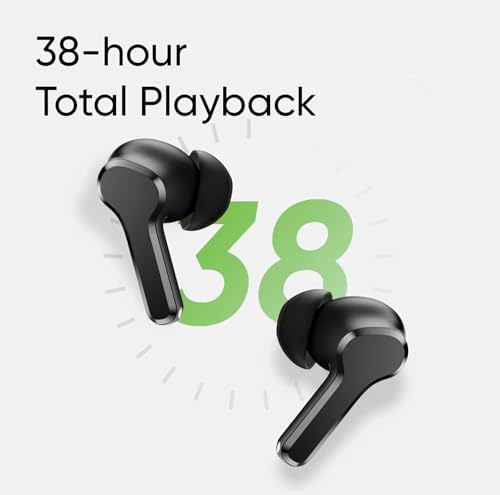 realme T110 AI ENC Noise Cancelling Wireless Earbuds – Ultra-Lightweight In-Ear Headphones with 10 mm Dynamic Bass for Heavy Sound, 38-Hour Playtime & Rapid Wireless Charging, Bluetooth 5.4 for Effortless Connectivity, IPX5 Waterproof for Active Lifestyles in Pop White – Ideal for Music Enthusiasts and Daily Commuters