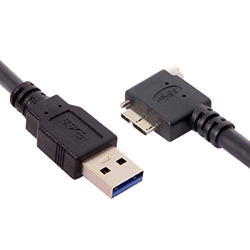 Chenyang 90-Degree Micro USB 3.0 Cable – Type A Male to Micro B Male, 3 M High-Speed Connector for Industrial Cameras & Devices, Enhanced Durability with Mount Panel Screws, Perfect for Tight Spaces and Optimal Cable Management