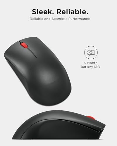 Lenovo WL150 Wireless Mouse – Ergonomic Ambidextrous Design with 1,000 DPI Precision for Ultimate Comfort and Efficiency – 2.4 G Nano USB-A Receiver for Uninterrupted Connectivity – Compact, Portable, and Ideal for Travel, Perfect for Both Home and Office Use