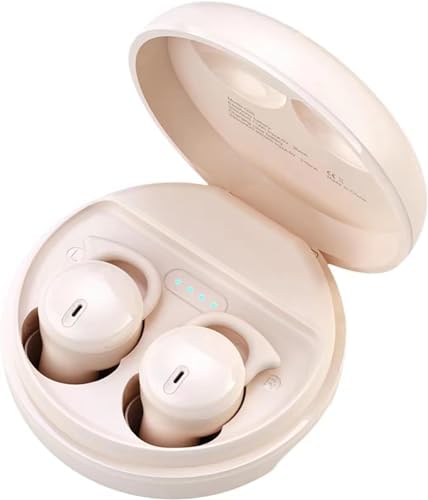 Ultimate Comfort Bluetooth 5.3 Sleep Earbuds for Side Sleepers – Invisible Design with Noise-Cancelling Technology in Beige – Waterproof and Lightweight for Meditation, Relaxation, and Outdoor Use
