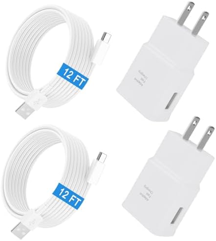 Ultra-Fast Charging 12 FT USB C Cable for Samsung Galaxy – Dual Pack Type C Charger Cord for S10/S9/S8/S23/S21 Ultra/Note Series – Enhanced Durability and Flexibility for Efficient Power Delivery