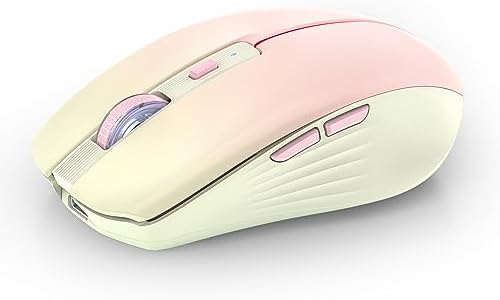 Streamlined Bluetooth Wireless Mouse – Rechargeable Ergonomic Multi-Device Mice (Tri-Mode: BT1/BT2 + 2.4 GHz) with USB Receiver, Stylish Khaki to Pink Design for Laptop, Mac Book, PC, i Mac, i Pad – Ultimate Comfort & Flexibility for Effortless Productivity