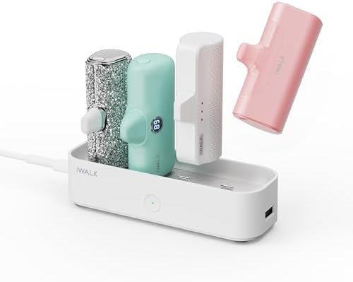 i WALK Family-Sized USB-C Charging Station for Portable Power Banks – Efficient Multi-Device Dock for i Phone & More – Sleek Design, Fast Charging, Enhanced Compatibility – Ideal Home & Office Solution in White