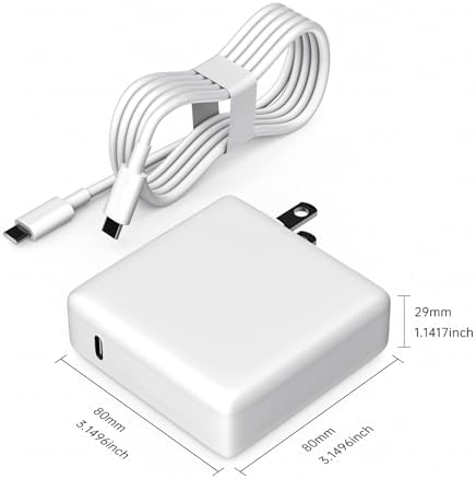 Rapid Charge 96 W USB-C Power Adapter for Mac Book Pro, Air, i Pad, Chromebook, and Dell Inspiron – Versatile High-Speed Charging Solution with 5.9 ft Tangle-Free Cable, Enhanced Device Compatibility, and Superior Safety Features for All USB-C Electronics