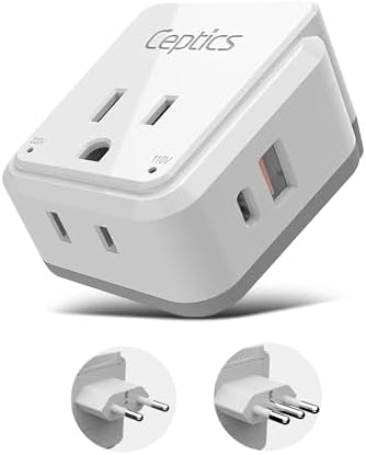 Compact Travel Power Adapter Set for Brazil, Peru & Chile – 20 W Dual USB & USB-C Charger with 2 USA Sockets – Fast Charging with Type C & N Attachments – Portable Plug Converter for Global Travelers – Stay Connected Anywhere