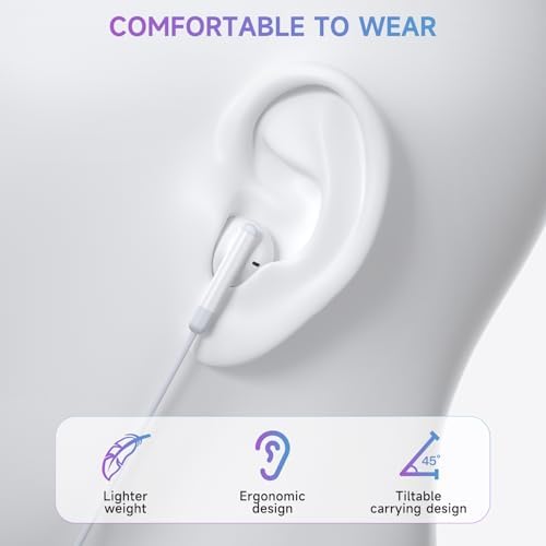 Premium Lightning Earbuds for i Phone – MFi Certified Wired Earphones with Ergonomic Comfort and Built-in Mic – High-Fidelity Sound for Music Aficionados and Podcast Enthusiasts – Effortless Volume Control and Seamless Compatibility with i Phone 14/13/12/11/XR/XS/X/8