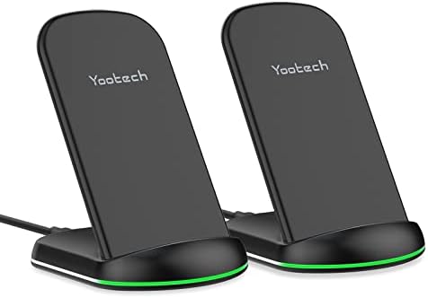 Yootech Dual Wireless Charging Stand – 10 W Fast Charger for i Phone 16/15/14/SE 2022 & Galaxy S22/S21/S20/S10 – Sleek, Non-Slip Design for Home & Office – Efficient Qi Wireless Charger with No AC Adapter Needed – Ultimate Convenience for Modern Lifestyles