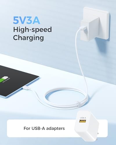 Ultra-Flexible 10 FT USB A to USB C Cable Set – 3-Pack for Seamless Charging & Data Transfer | Compatible with i Phone 16/15 Pro Max Plus, Galaxy S23, Apple Car Play & Android Auto | Premium White Design for Maximum Versatility and Speed