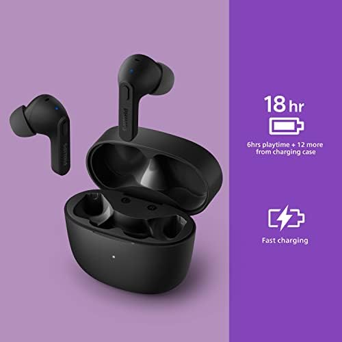 Philips T2206 True Wireless Earbuds – Compact Charging Case, IPX4 Water-Resistant Design, Enhanced Audio Mobility for Active Lifestyles, Rapid Pairing Technology, Secure Fit for Music Lovers and Fitness Enthusiasts