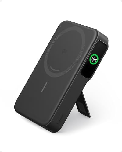 Anker Mag Go Power Bank for i Phone 15/14/13 – 10,000 m Ah Qi2 Certified Ultra-Fast Wireless Charger with Smart Display & Foldable Stand – Compact Portable USB-C Battery Pack for Effortless Charging on the Go