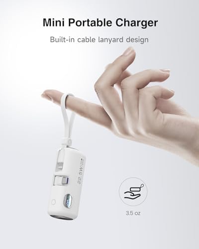 Compact 5000 m Ah Mini Power Bank with Integrated Foldable USB-C Connector – 22.5 W Fast Charging Portable Charger for i Phone 16/15/14/13/12/11, Samsung, Huawei, i Pad & More – Ultimate Solution for On-the-Go Power and Convenience