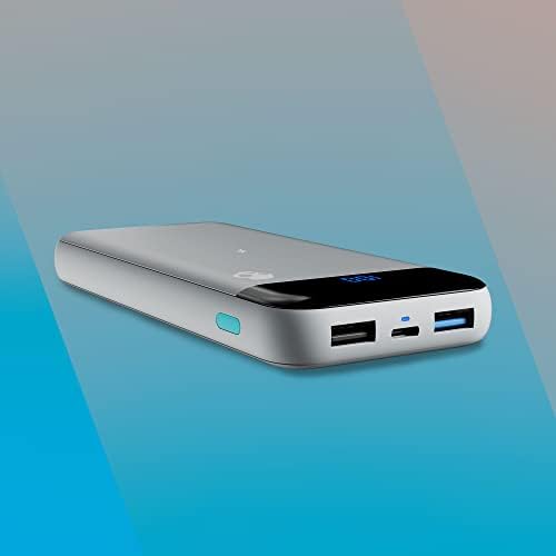 Skullcandy Stash Fuel 10,000 m Ah Wireless Portable Power Bank – Ultra-Fast 10 W Charging with USB C & Dual USB A Ports – Includes Versatile Dual Charging Cable – Sleek Grey/Blue Design for On-the-Go Life