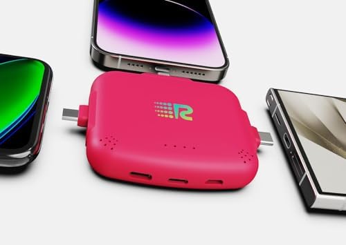 Ultimate 3-in-1 Portable Power Bank – 3300 m Ah Capacity for High-Speed Charging, Multi-Device Compatibility with i Phone, Android, Type C & Micro-USB – Charge 3 Devices Simultaneously in Sleek RC33 Red – Travel-Ready Efficient Power Solution
