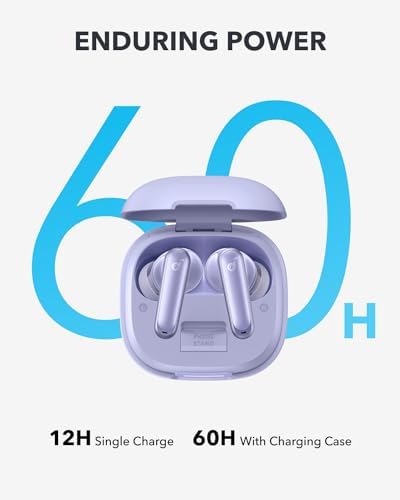 Anker Soundcore P40 i Wireless Earbuds – Adaptive Noise Cancelling with Heavy Bass, 60-Hour Playtime, IPX5 Waterproof, Bluetooth 5.3 for Effortless Connectivity, Dual Purpose Charging Case and Phone Stand, Ideal for Active Lifestyles and Daily Commutes