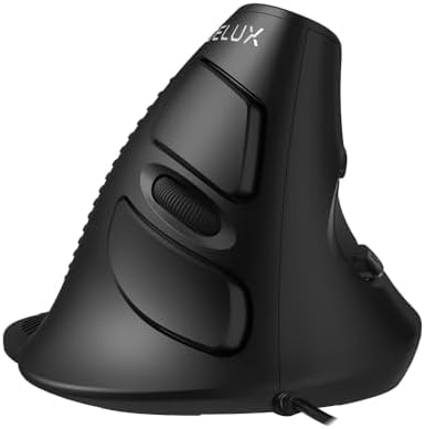 Elevate Your Comfort: De LUX Wired Vertical Ergonomic Mouse for Medium Hands – 6 Programmable Buttons, 4200 DPI Precision, and Removable Palm Rest to Alleviate Wrist Pain and Carpal Tunnel Symptoms – Ideal for Enhanced Productivity and Seamless Compatibility Across Operating Systems