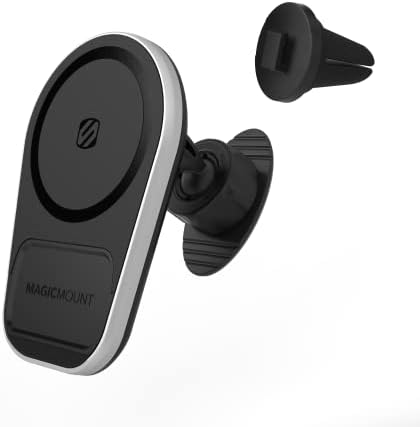 Scosche MPQ5 DV-XTSP Magic Mount Pro Charge5 – 15 W Fast Wireless Charging Magnetic Car Mount for i Phone 16/15/14/13/12 Pro/Pro Max/Plus & Mag Safe Cases – Versatile Dashboard & Vent Holder with Enhanced Stability & Sleek Design