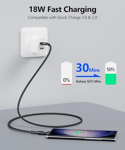 SUNGUY USB C Android Auto Cable 1FT[5Pack], 10Gbps USB C 3.1 Gen2 USB A to USB C Data Transfer Cable, 3A Fast Charging USB Type C Cord for iPhone 16 15 Pro/Pro Max/Plus, Samsung Galaxy S24, Pixel – Enhanced Compatibility and Speed