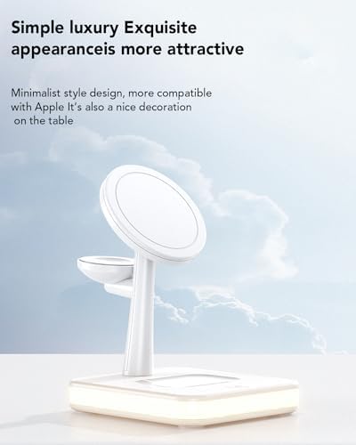 All-in-One Magnetic Wireless Charging Station for Apple Devices – 4-in-1 Fast Charger with Integrated Light for i Phone 16/15/14/13/12, Apple Watch Series 10/9/8/7/Ultra 2/SE 2, and Air Pods 4/3/Pro/2 – Sleek, Modern Design for Effortless Charging and Clutter-Free Organization