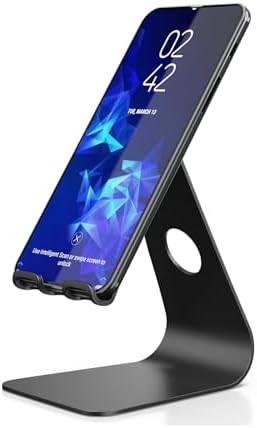 S2 Universal Metal Cell Phone Holder Mobile Stand for Desk & Table | Phone Mount Tablet Stand for Bed with Anti Slip Grip & Charging Dock, Supports All Smartphones & Tablets (up to 12.1 inch) – Enhanced Compatibility and Speed