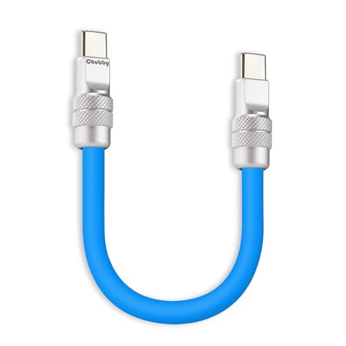 chubbycable Cute Chubby – 240W Short USB-C Cable Power Bank Fast Charging Cable Silicone Charger Cord Compatible with iPhone 16/15 Series, Desert Titanium+Desert Titanium, Type-C to Type-C, 20 inch – Enhanced Compatibility and Speed