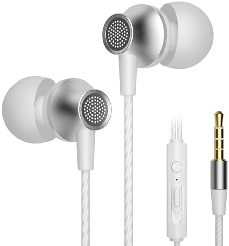 Viken Wired Earbuds with Microphone and Volume Control – Premium Heavy Bass Stereo Earphones for Noise Isolation – Universal 3.5 mm Jack Compatibility for i Pad, Laptop, MP3, and Phones – Ergonomic In-Ear Headset for Enhanced Sound Quality and Comfort