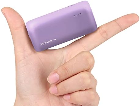 Futurizta Tech® Pixy Mini 5000 m Ah Ultra-Compact Lavender Power Bank – Dual Port Fast Charger with 20 W PD Output & QC 3.0 for Seamless Device Compatibility – Lightweight Portable Charger with Carrying Pouch for On-the-Go Power Solutions