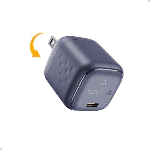 VOLTME 30 W Ga N USB-C Fast Charger – Ultra-Slim, Travel-Friendly Wall Adapter for i Phone 15/14/13/12/11 Pro Max & Galaxy S24/S23/S22/S21 – Compact Power Solution for i Pad Pro & Pixel Devices with Foldable Design for On-the-Go Charging Efficiency