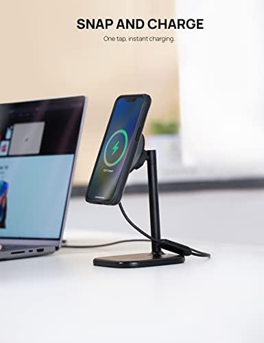 Lamicall All Lock Desktop Magnetic Wireless Charging Phone Mount(USB-C), Need Work with All Lock Airbag Case (Not Included) for iPhone or All Lock Universal Phone Snap Adaptor (Not Included) – Enhanced Compatibility and Speed