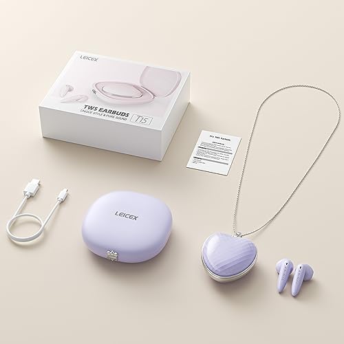 Stylish Bluetooth Earphones for Women – Pendant Necklace Design Wireless Headphones with Advanced Noise Cancellation, 30-Hour Playback, and IPX5 Waterproof Feature for i Phone & Android – Perfect Blend of Elegance and Functionality