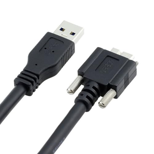 Chenyang 90-Degree Micro USB 3.0 Cable – Type A Male to Micro B Male, 3 M High-Speed Connector for Industrial Cameras & Devices, Enhanced Durability with Mount Panel Screws, Perfect for Tight Spaces and Optimal Cable Management