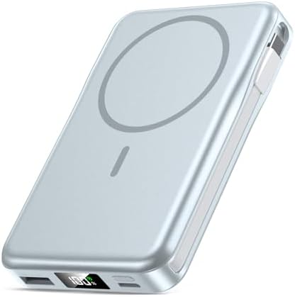 Magnetic 10000 m Ah Portable Power Bank with Built-in Cable – 5-in-1 Fast Charger for i Phone 16/15/14/13 Pro/Pro Max & Samsung – Ultimate Compatibility & Quick Charging Solution for On-the-Go Users