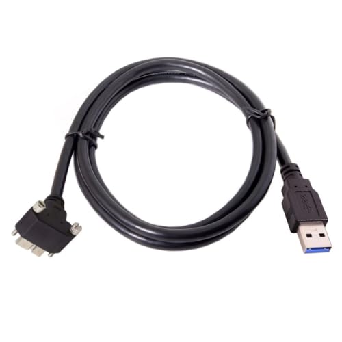 Chenyang 90-Degree Micro USB 3.0 Cable – Type A Male to Micro B Male, 3 M High-Speed Connector for Industrial Cameras & Devices, Enhanced Durability with Mount Panel Screws, Perfect for Tight Spaces and Optimal Cable Management