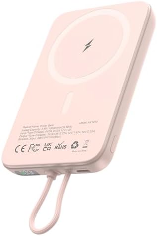 Asper X Mag Safe 10,000 m Ah Portable Power Bank – Dual Charging Solutions with 15 W/22.5 W Fast Charging, Smart LED Power Display, Built-in USB-C Cable & Compact Design for i Phone 16/15/14/13/12 & Galaxy S25 – Ultimate Travel Companion for Efficient Power Management