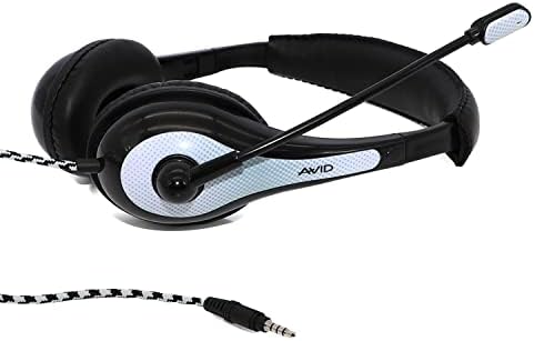 Avid AE-36 White Headset with Adjustable Boom Microphone – Ultimate Classroom Audio Solution for Students and Educators, Compatible with Tablets, Lightweight Design for Extended Use, Superior Sound Clarity for Testing and Assessments