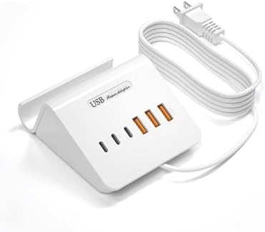VHBW 35 W 6-Port USB C Charging Hub – Innovative Multi-Device Fast Charging Station with 3 USB-C & 3 USB-A Ports – Optimal Compatibility for i Phone 14/13/12 & Samsung Galaxy S23/S22/S21 – Smart Power Distribution for Rapid Charging Efficiency