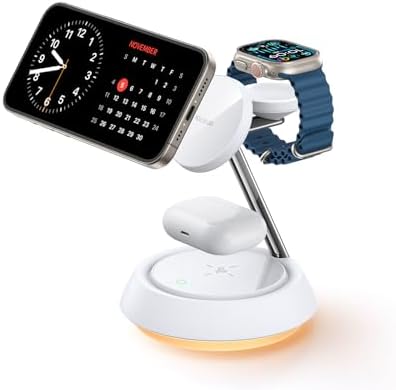 Mcdodo 3-in-1 Wireless Charging Station for Apple Devices – Ultra-Fast 22.5 W Magnetic Charger for i Phone 15/14/13/12, Air Pods Pro/2/3, and Apple Watch Ultra/8/7/SE/6/5/4/3/2 – Compact Design with Advanced Safety Features for Home, Office, and Travel Efficiency