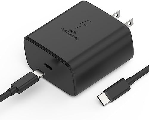 45 W Samsung USB-C Fast Charger with 6 ft Cable – Optimized PPS Technology for Galaxy S25, S24, S23, A54, Z Fold/Flip, Galaxy Tab S10, S9, S8, and Galaxy Book3 – Ultimate Charging Speed and Enhanced Device Longevity – Compact and Travel-Friendly Wall Adapter for Efficient Power Delivery