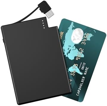 TNTOR Ultra-Slim USB-C Power Bank with Built-in Cable – Pocket-Sized Charger for i Phone 15/16 and Android Devices – Fast Charging, Lightweight, and Wallet-Friendly Battery Pack for On-the-Go Power Solutions