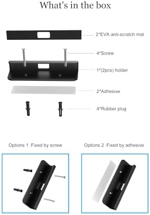 Universal Tablet Wall Mount for i Pad Mini, Pro & Air – Versatile Adhesive/Screw Holder for Samsung, Kindle & Smartphone – Sleek Black Design for Organized Spaces and Hands-Free Convenience – Ideal for Home & Office Use