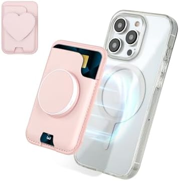 Isee Magnetic Card Holder Wallet for i Phone 16/15/14/13/12 – Chic Light Pink Mag Safe Accessory with Expanding Grip for Secure Card Storage – Compact, Stylish, and Practical Everyday Solution for On-the-Go Convenience