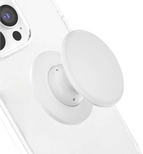 Magnetic Mag Safe Phone Grip Holder – Ergonomic Collapsible Stand for i Phone 12-16 Series, Transparent White Finish for Enhanced Style and Functionality, Secure Grip for Texting and Hands-Free Viewing, Lightweight and Portable Mobile Accessory