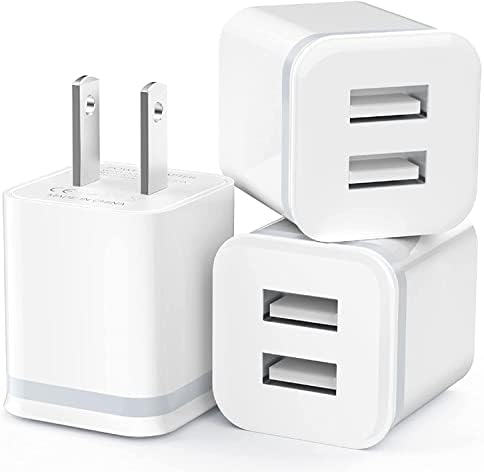 LUOATIP Dual-Port USB Wall Charger 3-Pack – Fast 2.1 A Power Adapter for i Phone 13, 12, 11 Pro Max & Android Devices – Compact, Reliable Charging Solution with Enhanced Compatibility for Home & Travel