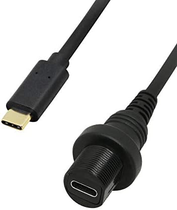 CERRXIAN 30 cm Gold Plated USB Type C 3.1 Dash Mount Extension Cable for Vehicles – Premium Waterproof Connectivity Solution for Car, Boat, Motorcycle & Truck with High-Speed Data Transfer and Sleek Installation Design